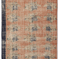 Vintage Manisa Turkish Area Rug 5x6 ft — Orange & Blue Distressed