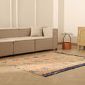 Vintage Manisa Turkish Area Rug 5x6 ft — Orange & Blue Distressed
