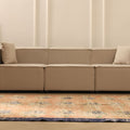 Vintage Manisa Turkish Area Rug 5x6 ft — Orange & Blue Distressed