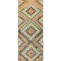 Vintage Isparta Turkish Runner Rug 2x7 ft — Beige & Green Geometric