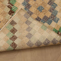 Vintage Isparta Turkish Runner Rug 2x7 ft — Beige & Green Geometric