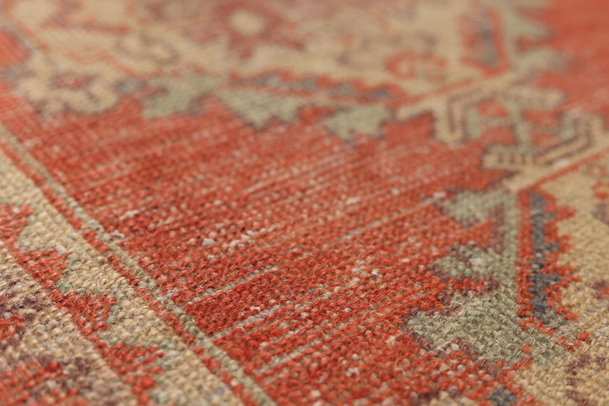 Vintage Niğde Turkish Runner Rug 2x9 ft — Orange & Beige Geometric