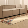 Vintage Isparta Turkish Runner Rug 2x10 ft — Beige & Red Floral