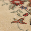Vintage Isparta Turkish Runner Rug 2x10 ft — Beige & Red Floral