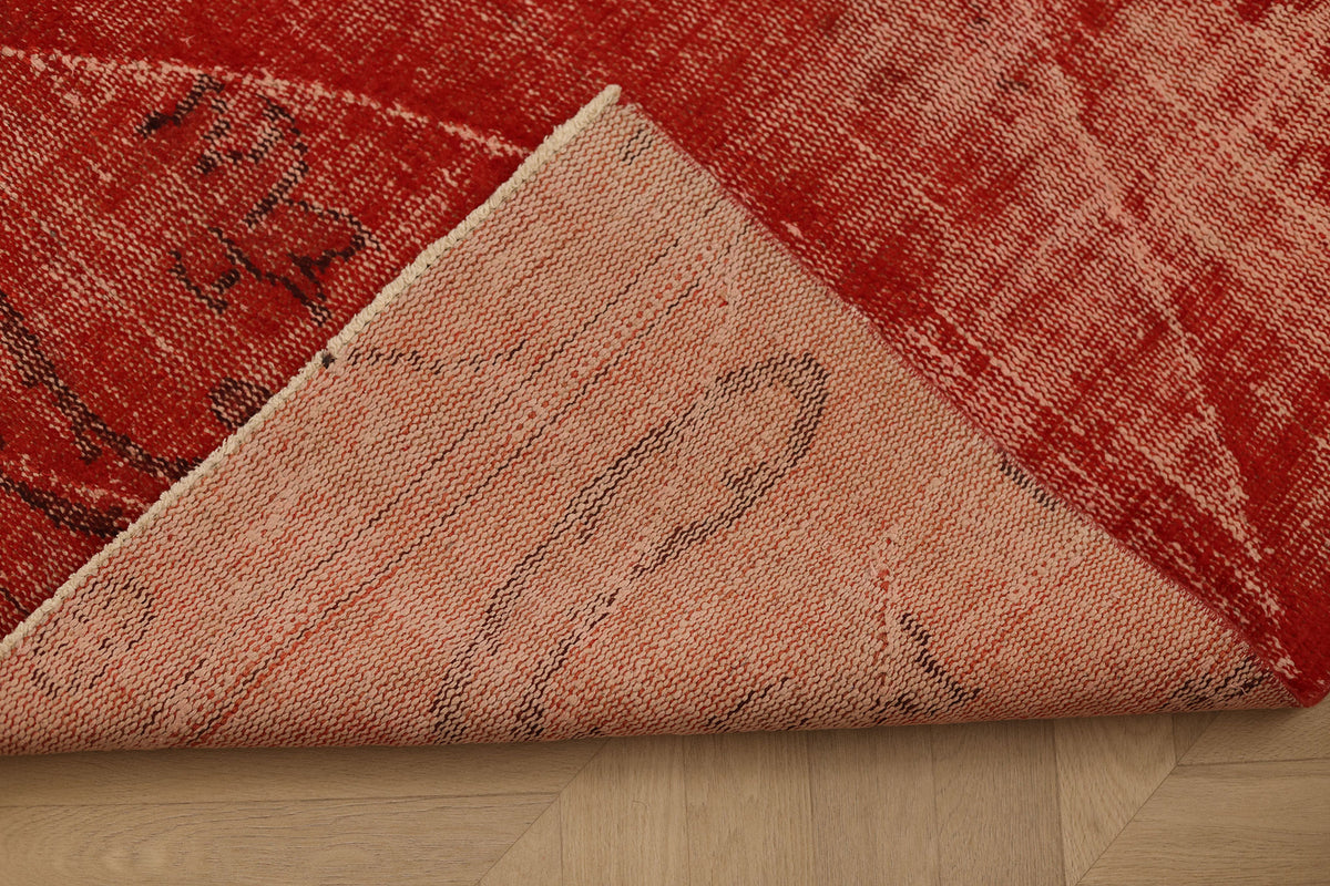 Vintage Manisa Turkish Runner Rug 2x9 ft — Red Distressed