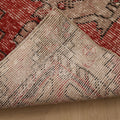 Vintage Niğde Turkish Runner Rug 2x6 ft — Red & Gray Geometric