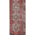 Vintage Niğde Turkish Runner Rug 2x6 ft — Red & Gray Geometric