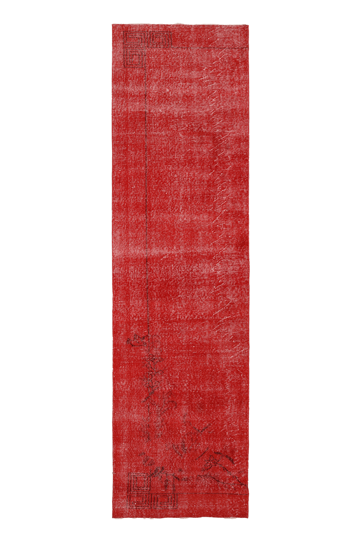 Vintage Isparta Turkish Runner Rug 2x10 ft — Red Distressed
