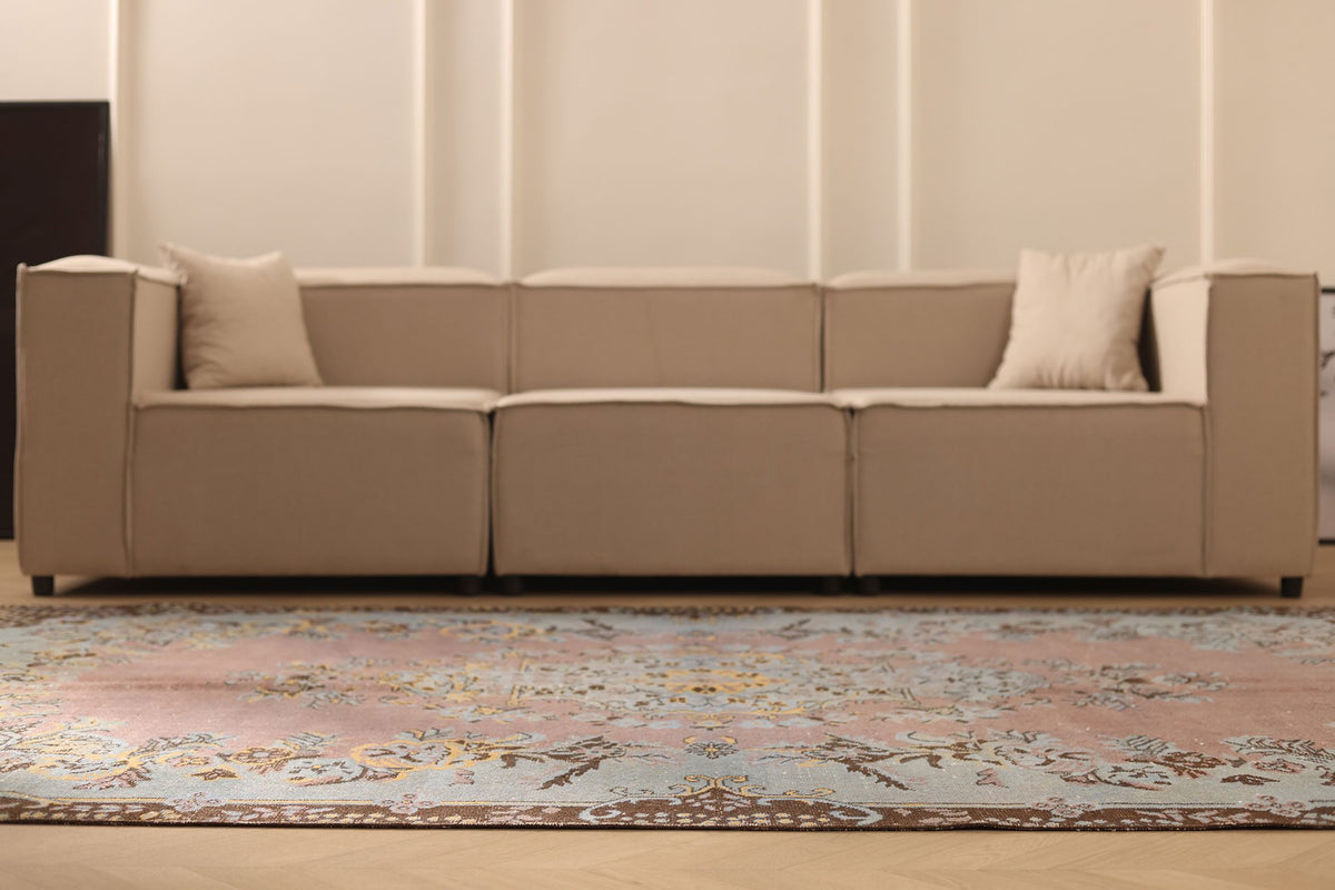 Vintage Isparta Turkish Area Rug 6x10 ft — Pink & Brown Floral