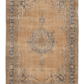 Vintage Isparta Turkish Area Rug 7x10 ft — Beige & Blue Floral