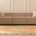 Vintage Manisa Turkish Area Rug 6x10 ft — Orange & Blue Floral