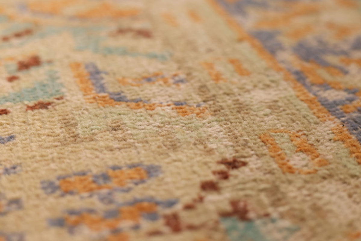Vintage Manisa Turkish Area Rug 6x10 ft — Orange & Blue Floral