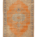 Vintage Manisa Turkish Area Rug 6x10 ft — Orange & Blue Floral