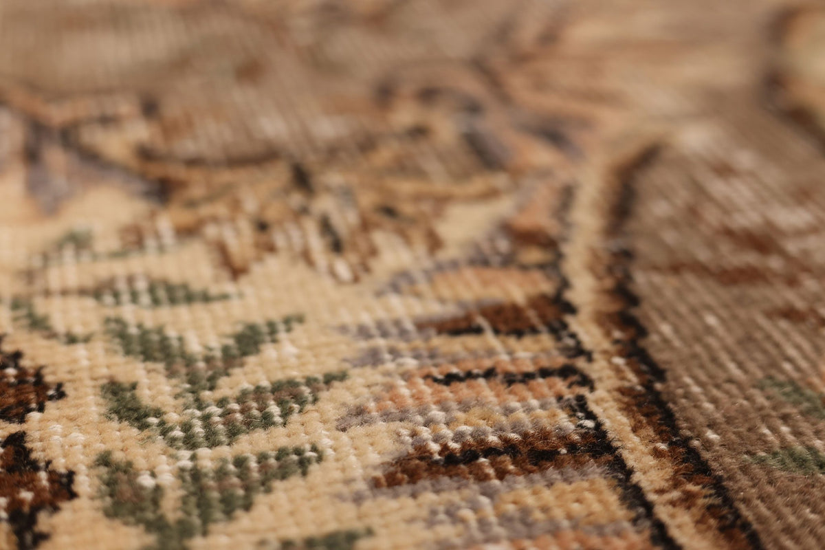 Vintage Isparta Turkish Area Rug 6x10 ft — Beige & Brown Floral