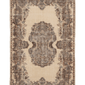 Vintage Isparta Turkish Area Rug 6x10 ft — Beige & Brown Floral