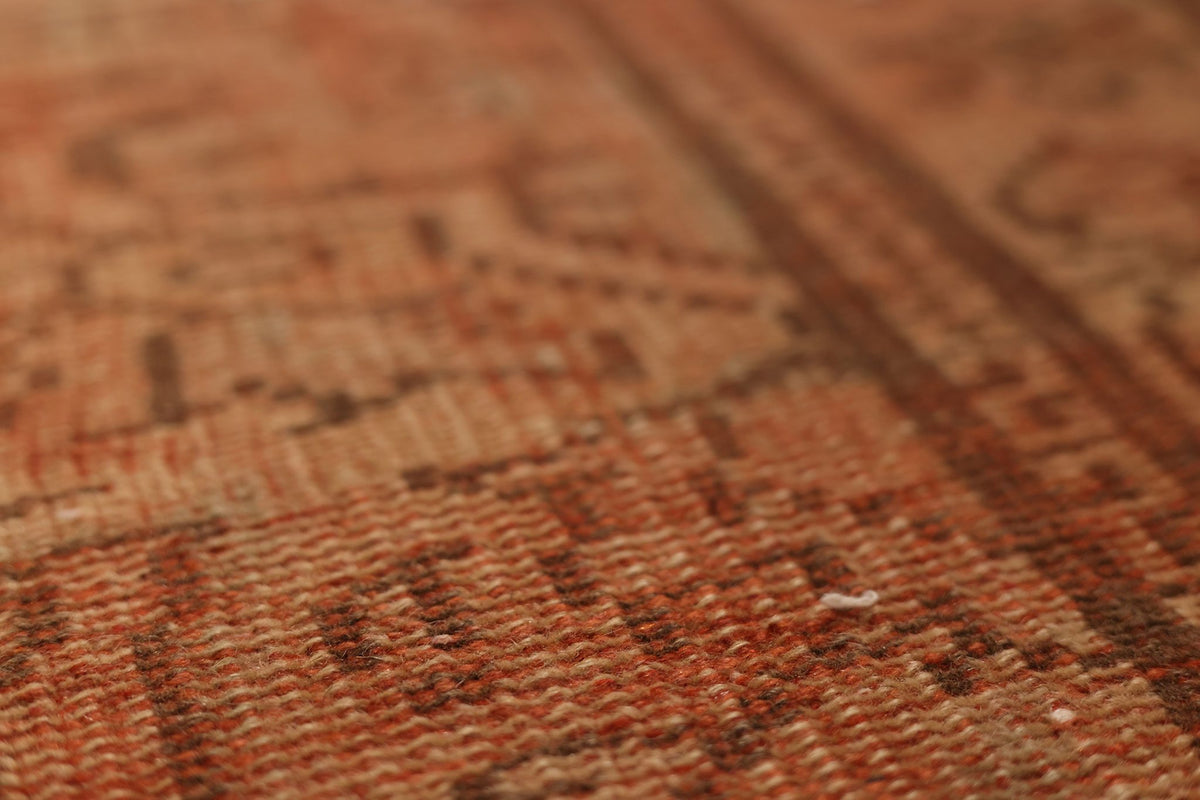 Vintage Manisa Turkish Area Rug 5x8 ft — Orange & Brown Floral