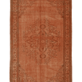 Vintage Manisa Turkish Area Rug 5x8 ft — Orange & Brown Floral
