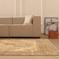 Vintage Isparta Turkish Area Rug 7x10 ft — Beige & Brown Floral