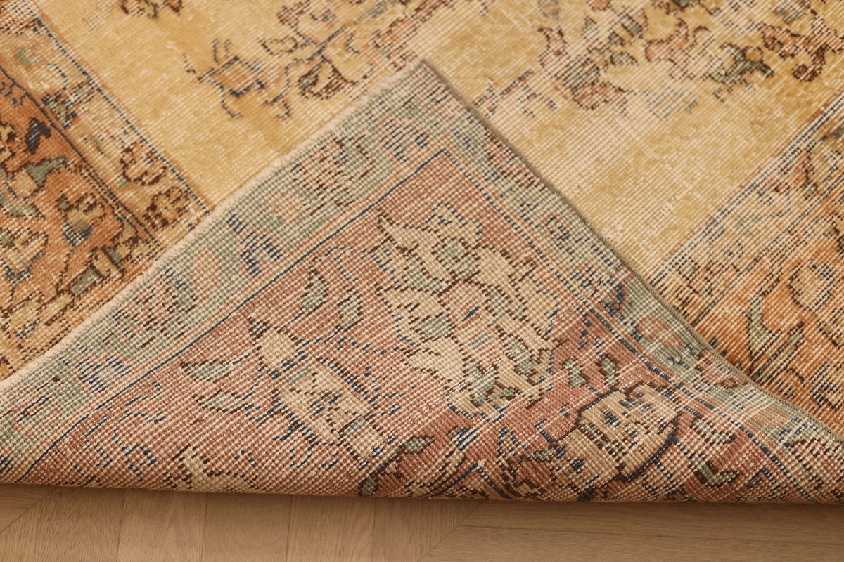 Vintage Isparta Turkish Area Rug 7x10 ft — Beige & Brown Floral