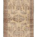Vintage Isparta Turkish Area Rug 7x10 ft — Beige & Brown Floral