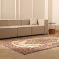 Vintage Isparta Turkish Area Rug 6x10 ft — Beige & Red Floral
