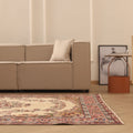 Vintage Isparta Turkish Area Rug 6x10 ft — Beige & Red Floral