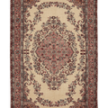 Vintage Isparta Turkish Area Rug 6x10 ft — Beige & Red Floral
