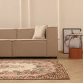 Vintage Isparta Turkish Area Rug 6x9 ft — Beige & Pink Floral
