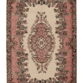 Vintage Isparta Turkish Area Rug 6x9 ft — Beige & Pink Floral