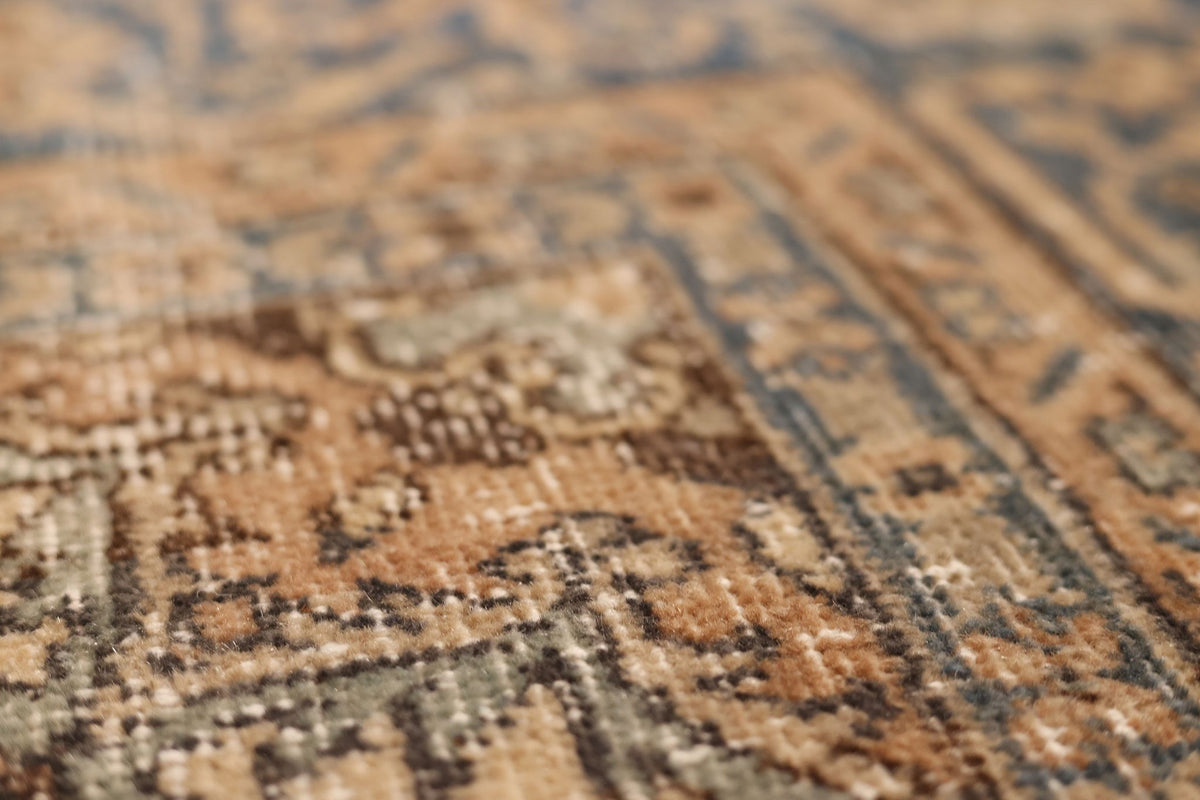 Vintage Isparta Turkish Area Rug 7x10 ft — Orange & Blue Floral