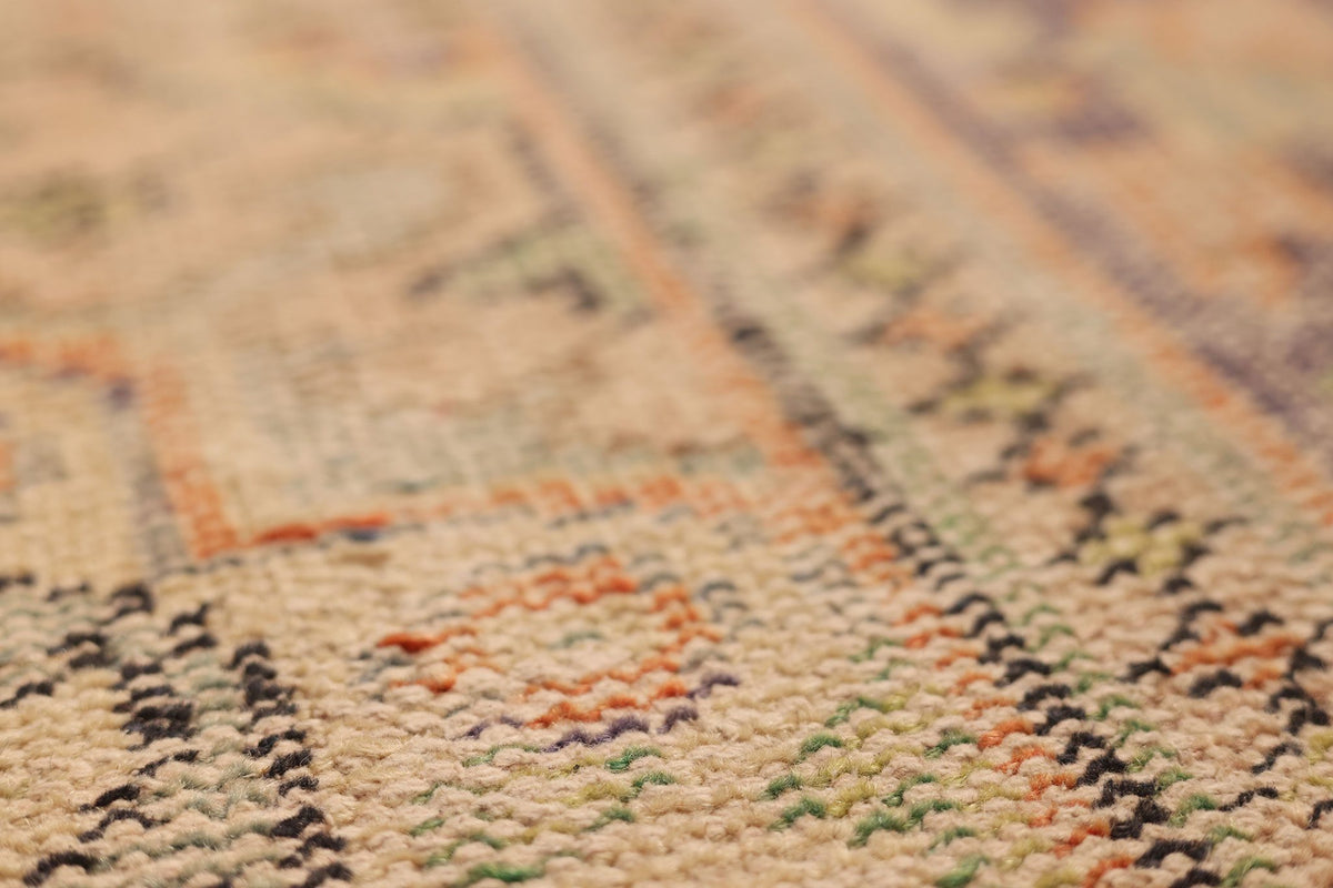 Vintage Manisa Turkish Area Rug 6x10 ft — Orange & Beige Floral
