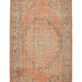 Vintage Manisa Turkish Area Rug 6x10 ft — Orange & Beige Floral