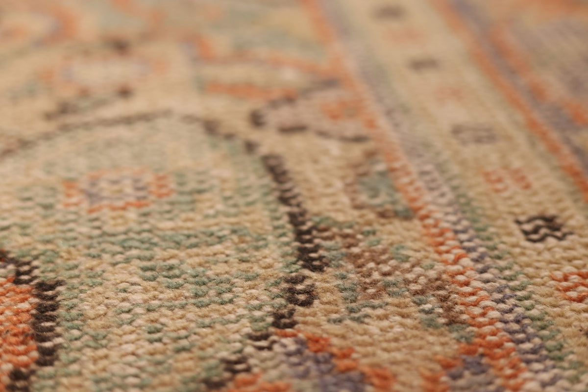 Vintage Manisa Turkish Area Rug 6x9 ft — Orange & Beige Floral
