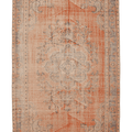 Vintage Manisa Turkish Area Rug 6x9 ft — Orange & Beige Floral