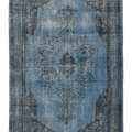 Vintage Isparta Turkish Area Rug 6x8 ft — Blue & Gray Overdyed
