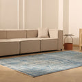Vintage Manisa Turkish Area Rug 6x9 ft — Blue & Gray Overdyed
