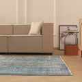 Vintage Manisa Turkish Area Rug 6x9 ft — Blue & Gray Overdyed