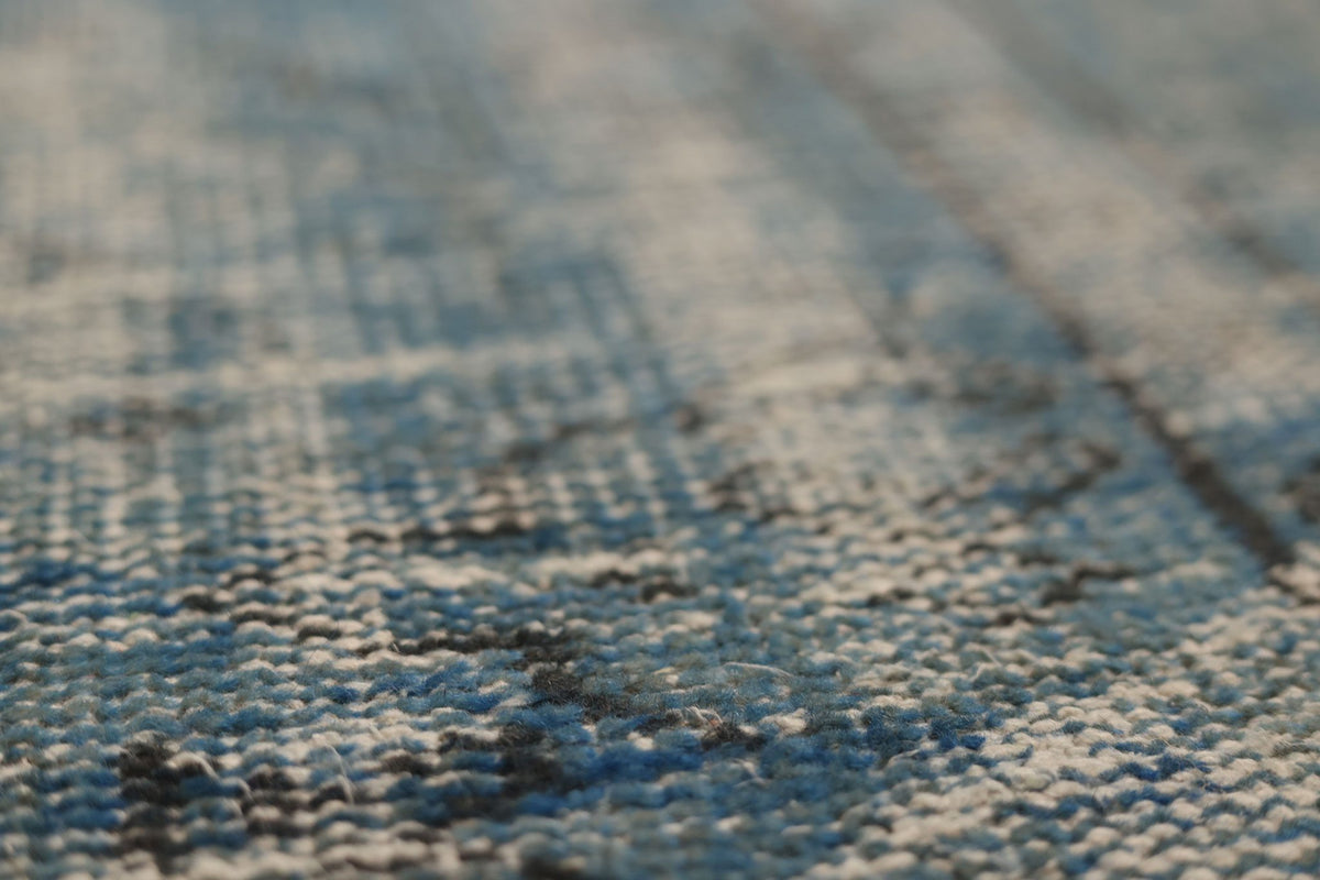 Vintage Manisa Turkish Area Rug 6x9 ft — Blue & Gray Overdyed