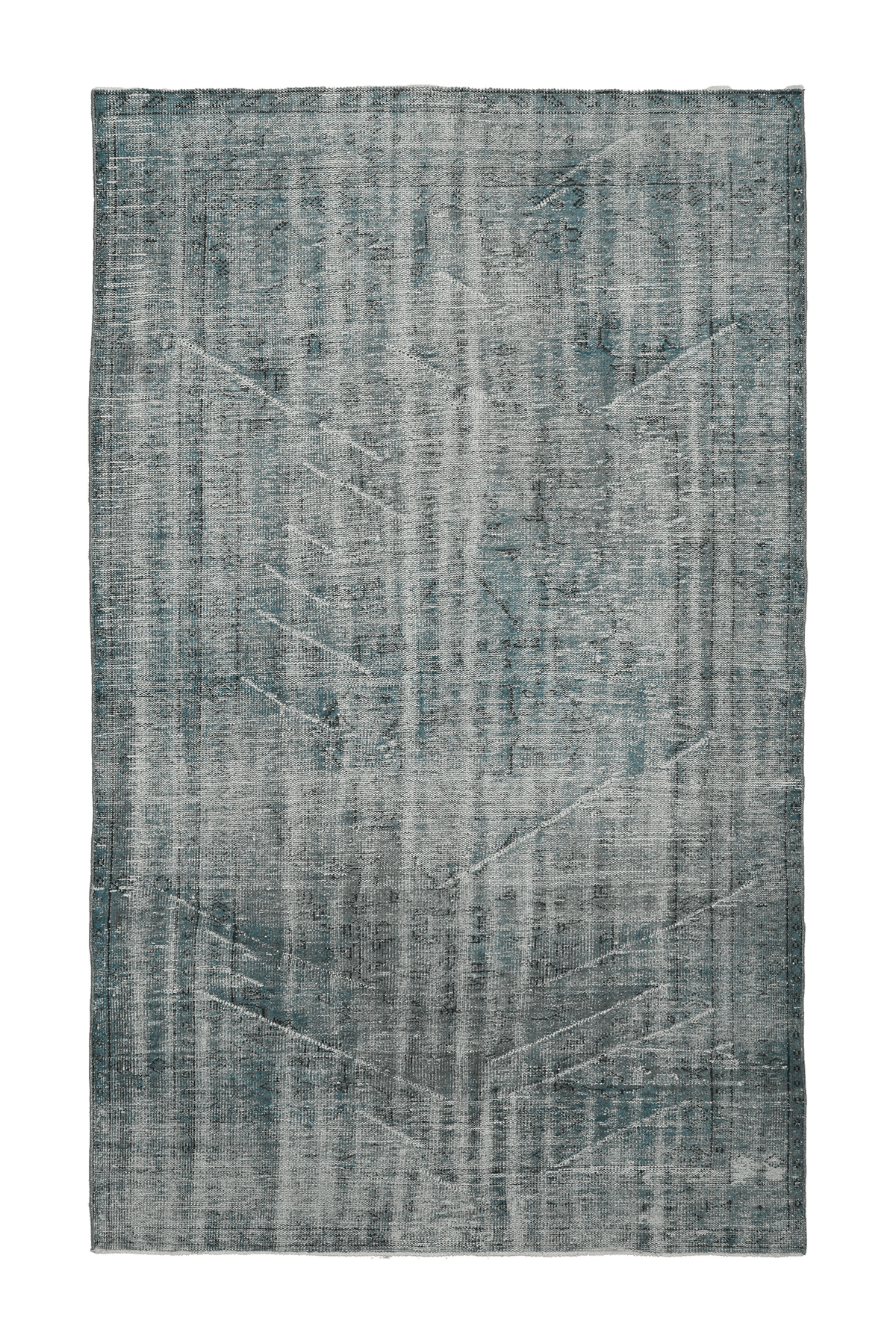 Vintage Manisa Turkish Area Rug 6x9 ft — Blue & Gray Overdyed