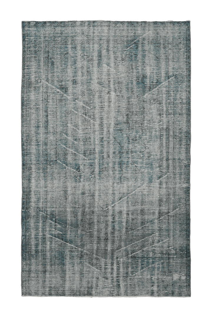 Vintage Manisa Turkish Area Rug 6x9 ft — Blue & Gray Overdyed
