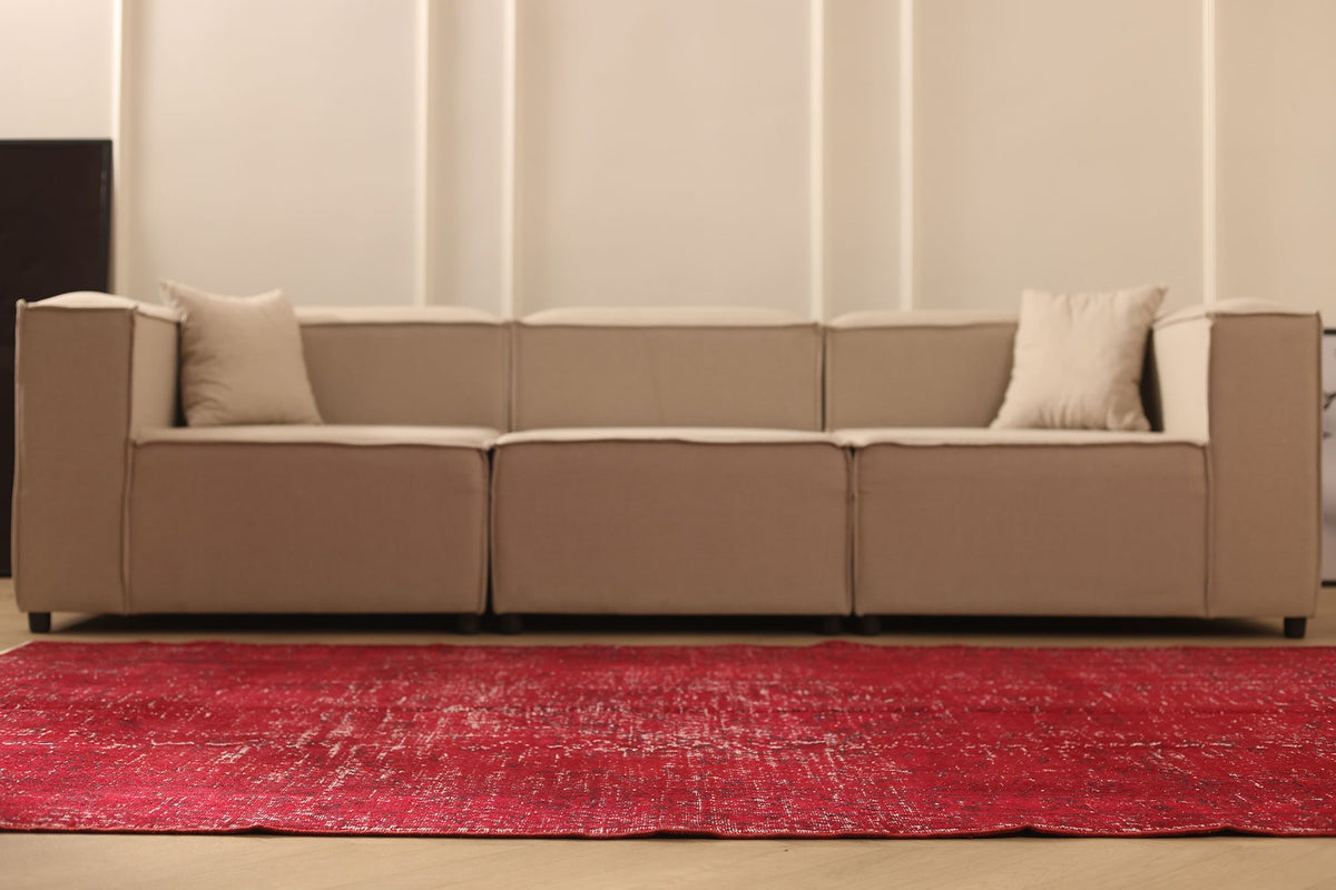 Vintage Isparta Turkish Area Rug 6x9 ft — Red Overdyed