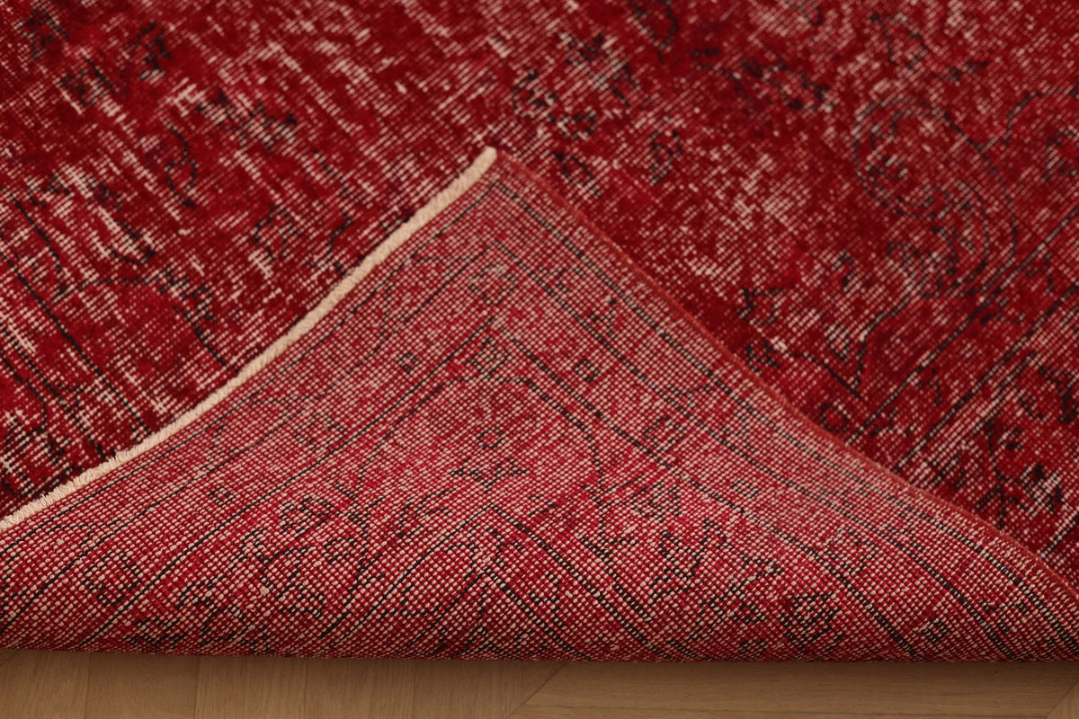 Vintage Isparta Turkish Area Rug 6x9 ft — Red Overdyed