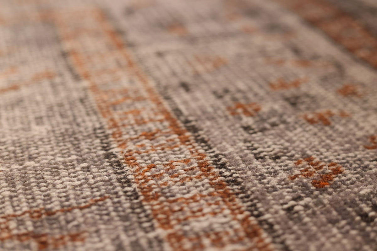 Vintage Manisa Turkish Area Rug 6x9 ft — Gray & Orange Floral