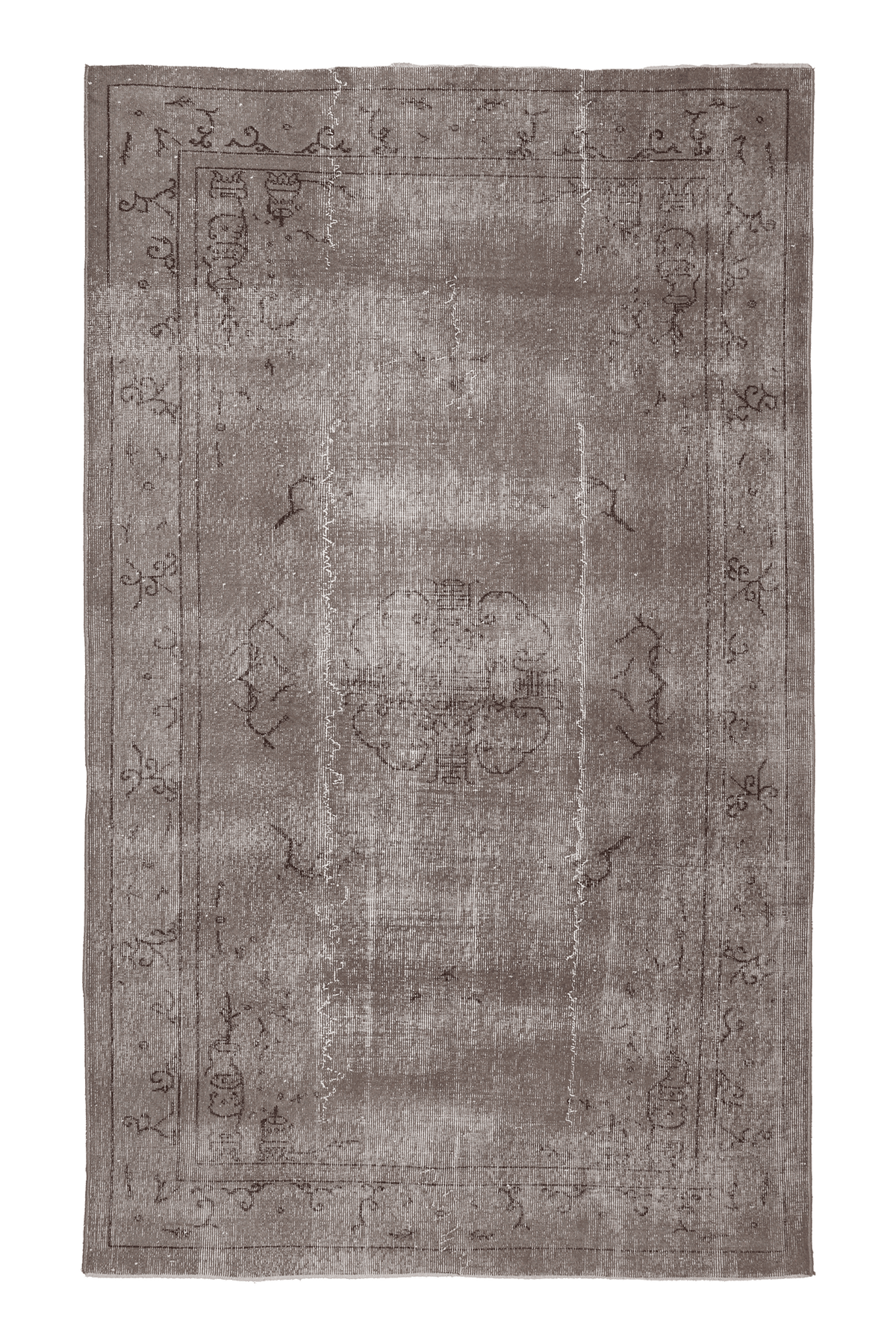 Vintage Isparta Turkish Area Rug 5x9 ft — Gray & Brown Floral