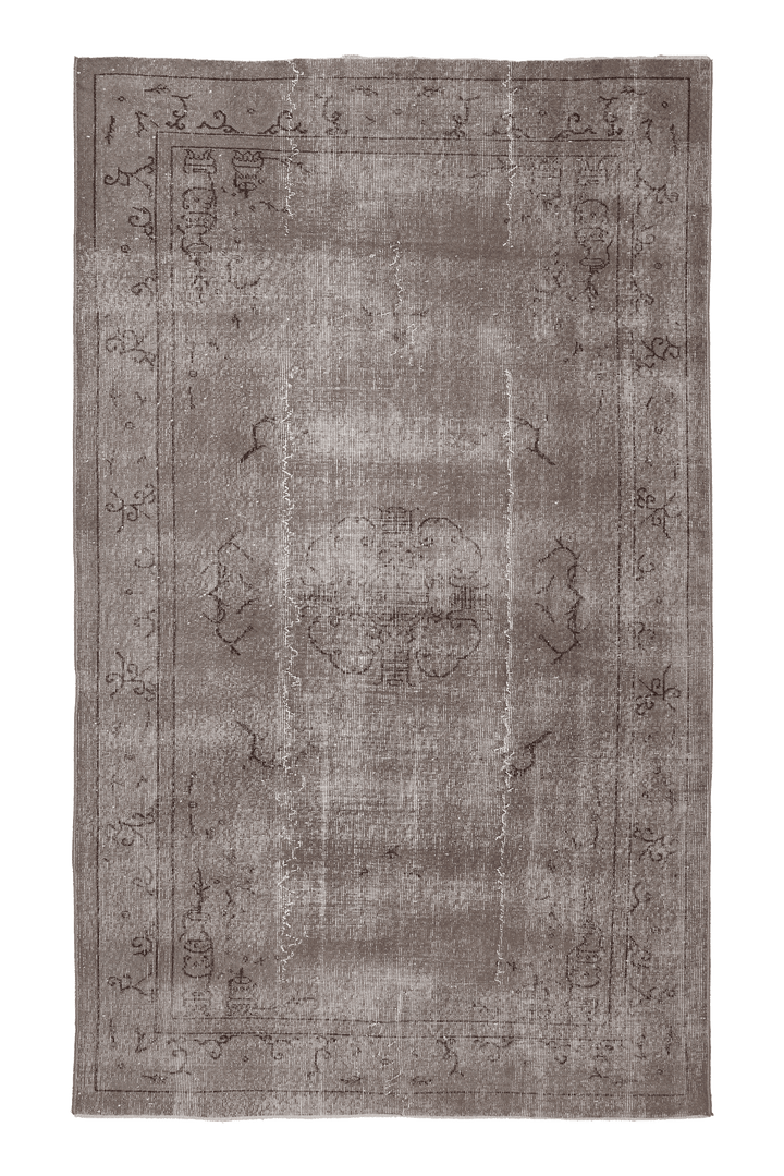 Vintage Isparta Turkish Area Rug 5x9 ft — Gray & Brown Floral