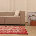 Vintage Manisa Turkish Area Rug 6x9 ft — Red Overdyed