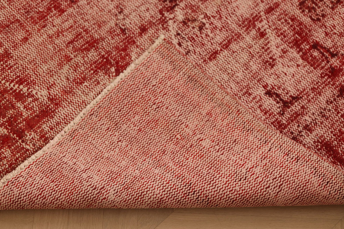 Vintage Manisa Turkish Area Rug 6x9 ft — Red Overdyed