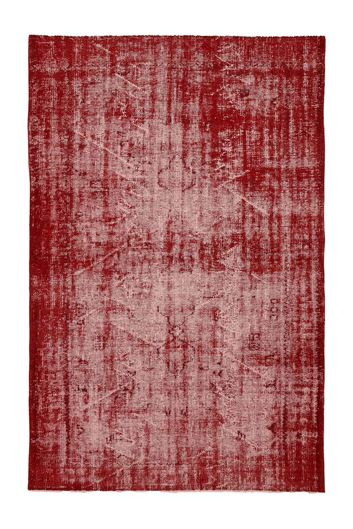 Vintage Manisa Turkish Area Rug 6x9 ft — Red Overdyed