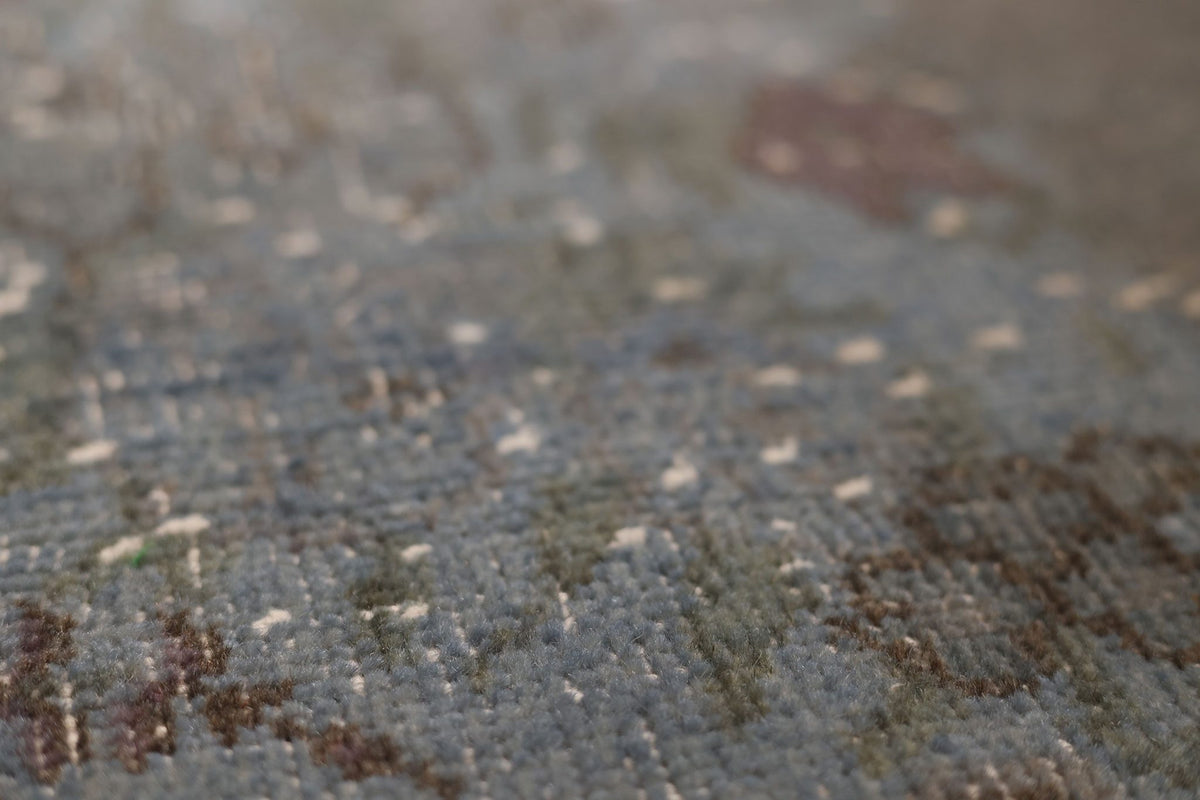 Vintage Isparta Turkish Area Rug 7x10 ft — Gray & Blue Overdyed