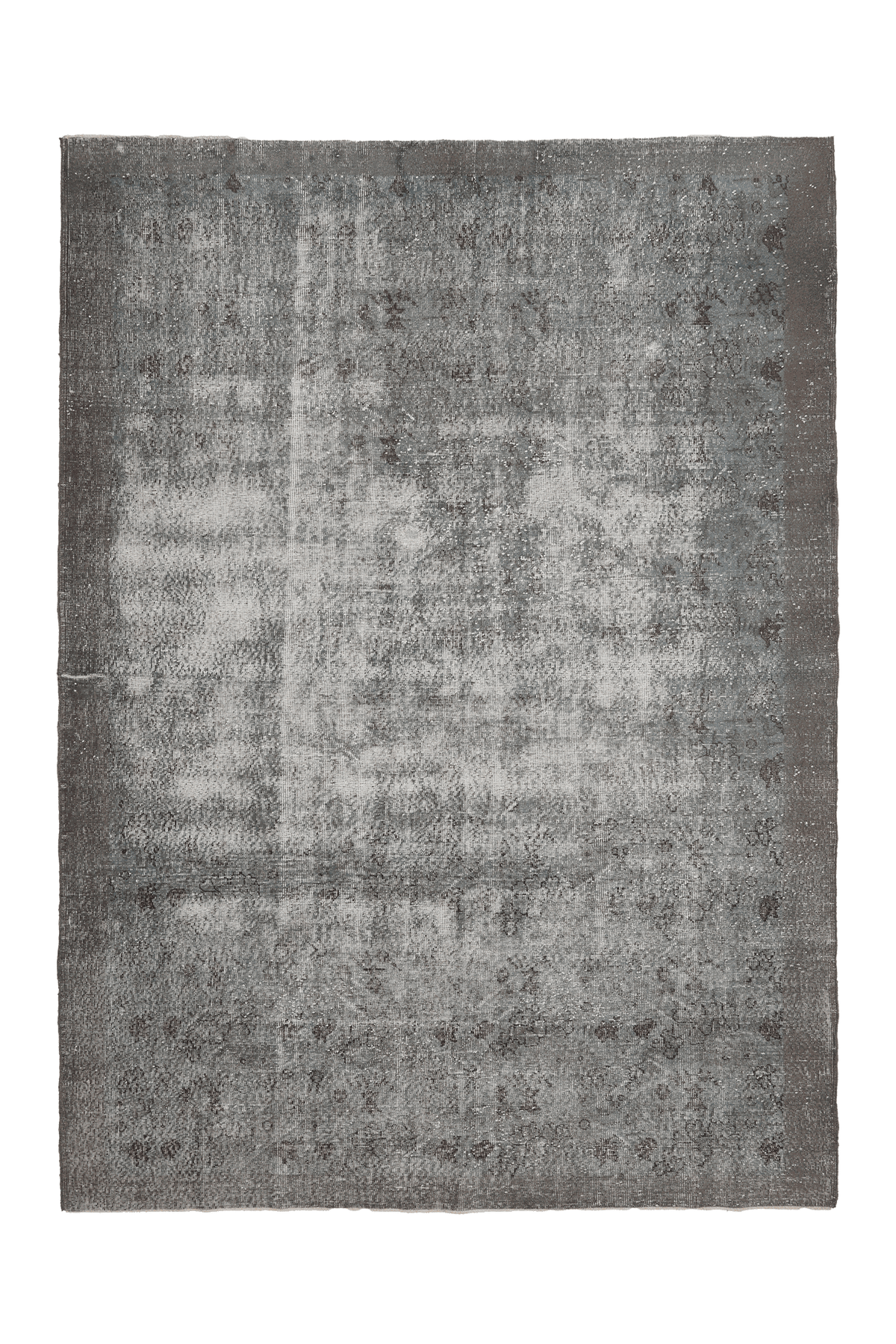 Vintage Isparta Turkish Area Rug 7x10 ft — Gray & Blue Overdyed